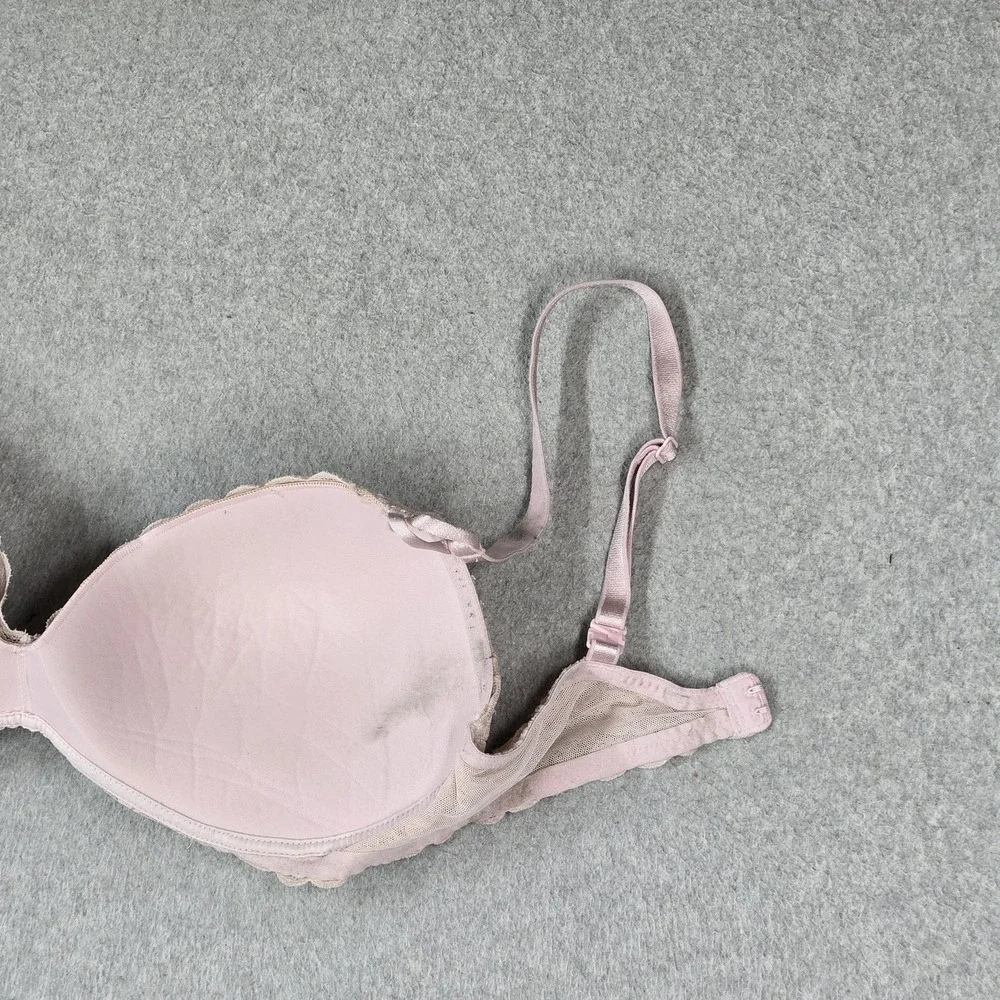 Victoria's Secret Women Bra 36D Pink Floral Padded T Shirt Wireless Lace Strap